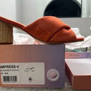 imPRESS Orange Mules with Twisted Detail and Block Heel